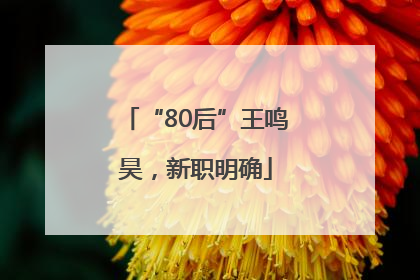 “80后”王鸣昊，新职明确