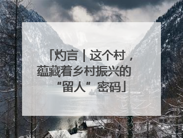 灼言｜这个村，蕴藏着乡村振兴的“留人”密码