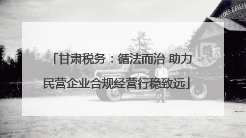 甘肃税务：循法而治 助力民营企业合规经营行稳致远