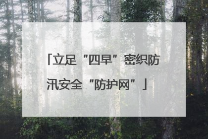 立足“四早”密织防汛安全“防护网”