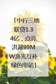中行三地联贷1.34亿，点亮洪湖99MW渔光互补绿色电站