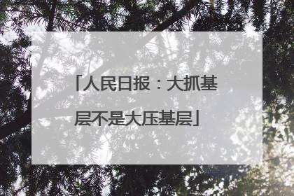 人民日报：大抓基层不是大压基层