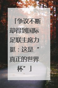 争议不断却得到国际足联主席力挺：这是“真正的世界杯”