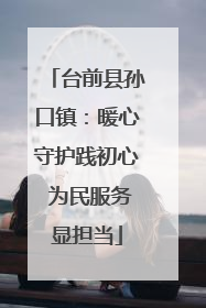 台前县孙口镇：暖心守护践初心 为民服务显担当