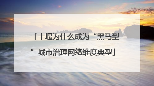 十堰为什么成为“黑马型”城市治理网络维度典型