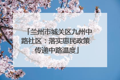 兰州市城关区九州中路社区：落实惠民政策 传递中路温度