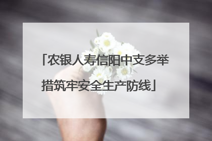 农银人寿信阳中支多举措筑牢安全生产防线