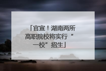 官宣！湖南两所高职院校将实行“一校”招生