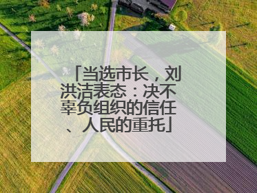当选市长，刘洪洁表态：决不辜负组织的信任、人民的重托