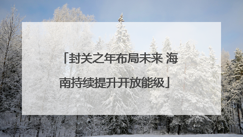 封关之年布局未来 海南持续提升开放能级