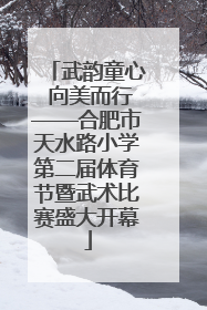 武韵童心 向美而行——合肥市天水路小学第二届体育节暨武术比赛盛大开幕
