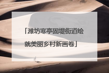 潍坊寒亭固堤街道绘就美丽乡村新画卷