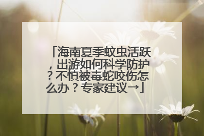 海南夏季蚊虫活跃，出游如何科学防护？不慎被毒蛇咬伤怎么办？专家建议→