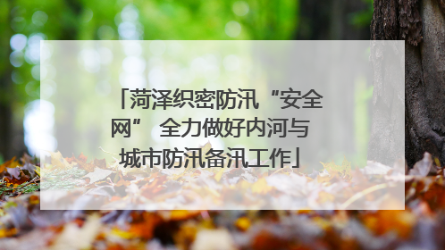 菏泽织密防汛“安全网” 全力做好内河与城市防汛备汛工作