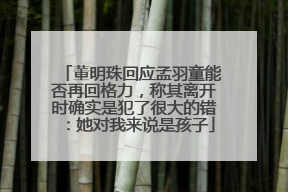 董明珠回应孟羽童能否再回格力，称其离开时确实是犯了很大的错：她对我来说是孩子