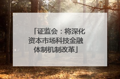 证监会：将深化资本市场科技金融体制机制改革