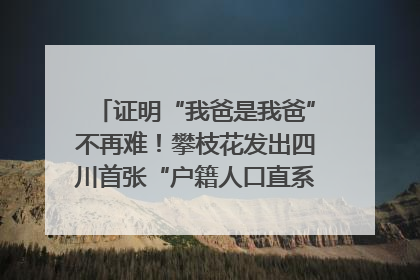 证明“我爸是我爸”不再难！攀枝花发出四川首张“户籍人口直系亲属关系谱”