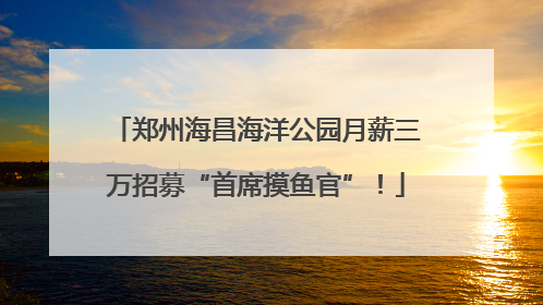郑州海昌海洋公园月薪三万招募“首席摸鱼官”！