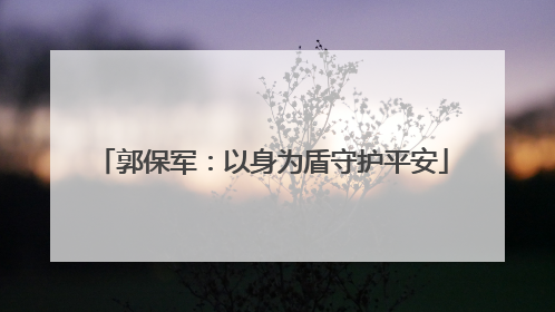 郭保军：以身为盾守护平安